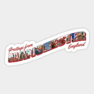 Greetings from Manchester in England Vintage style retro souvenir Sticker